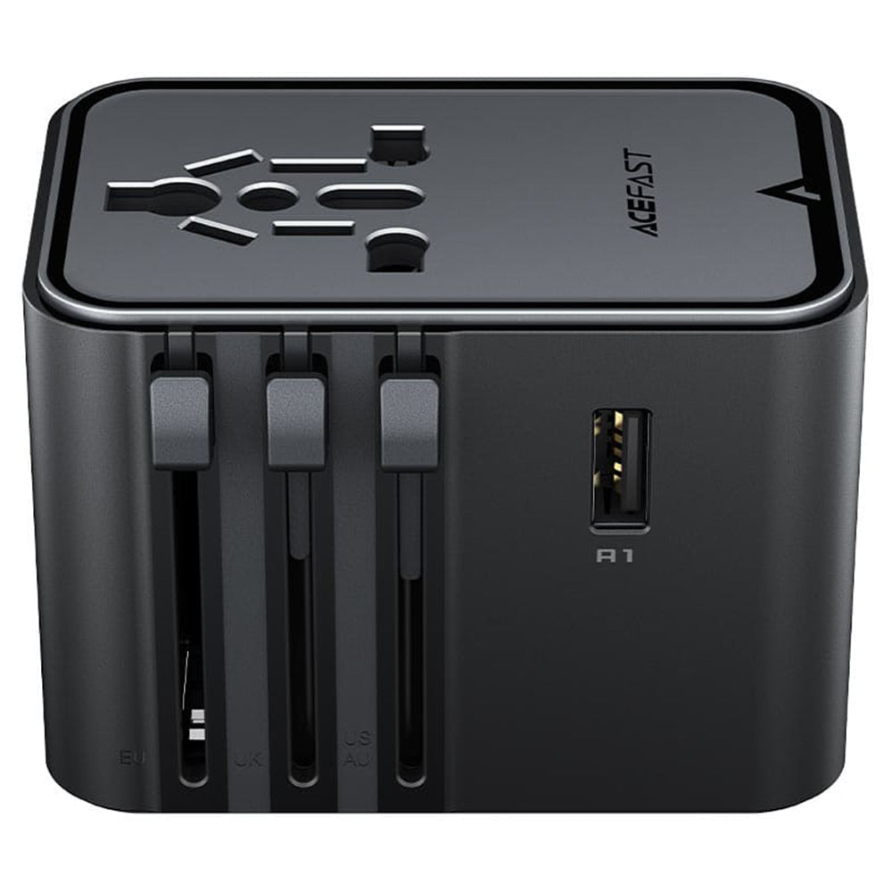 Acefast - Travel Adapter (Z8) - 3x USB-C, 2x USB, EU, UK, AUS, US, 45W, GaN Technology, Fast Charging - Black