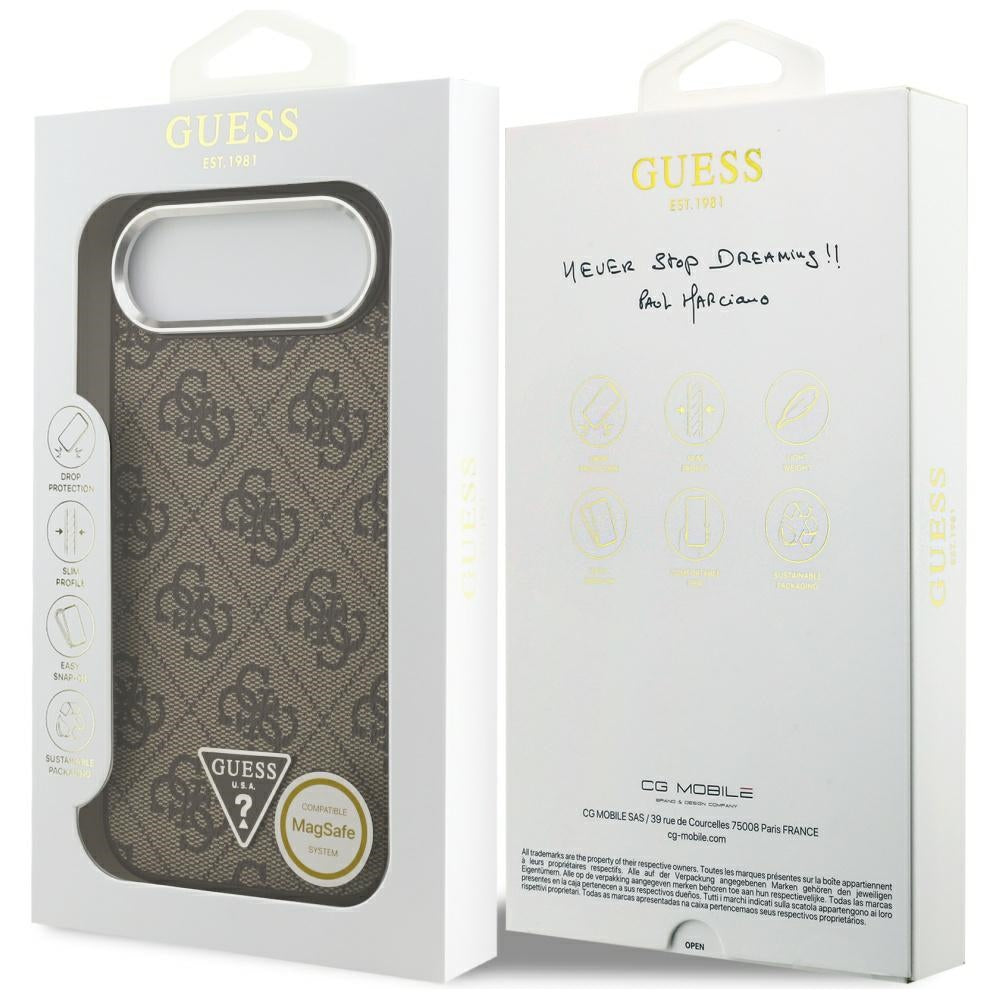 Husa pentru iPhone 17 Air - Guess Hardcase 4G Triangle Logo MagSafe (GUHMP17MP4TSRCMW) - Brown