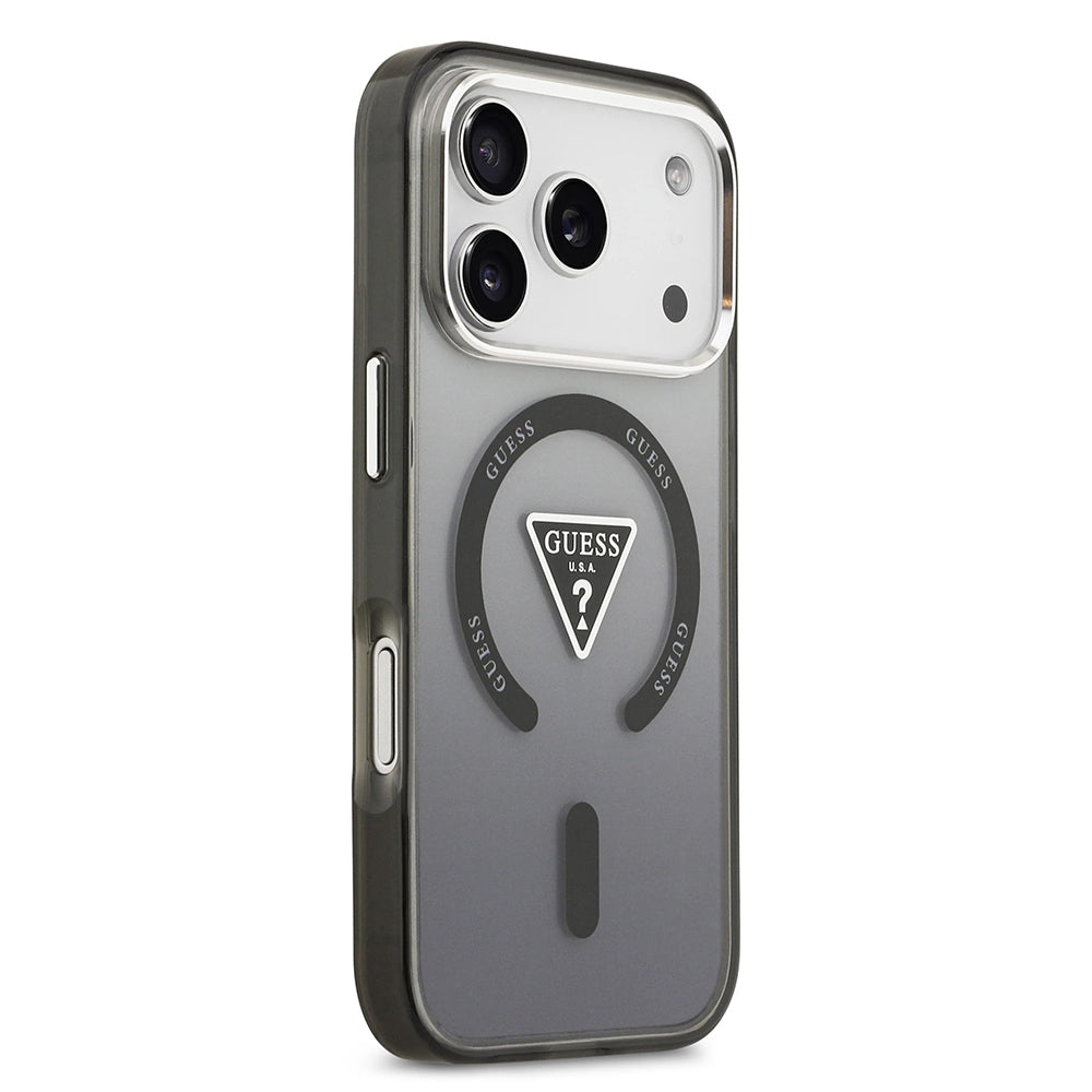 Husa pentru iPhone 17 Pro Max - Guess IML Gradient Triangle Logo MagSafe (GUHMP17XHGTMLCGK) - Black