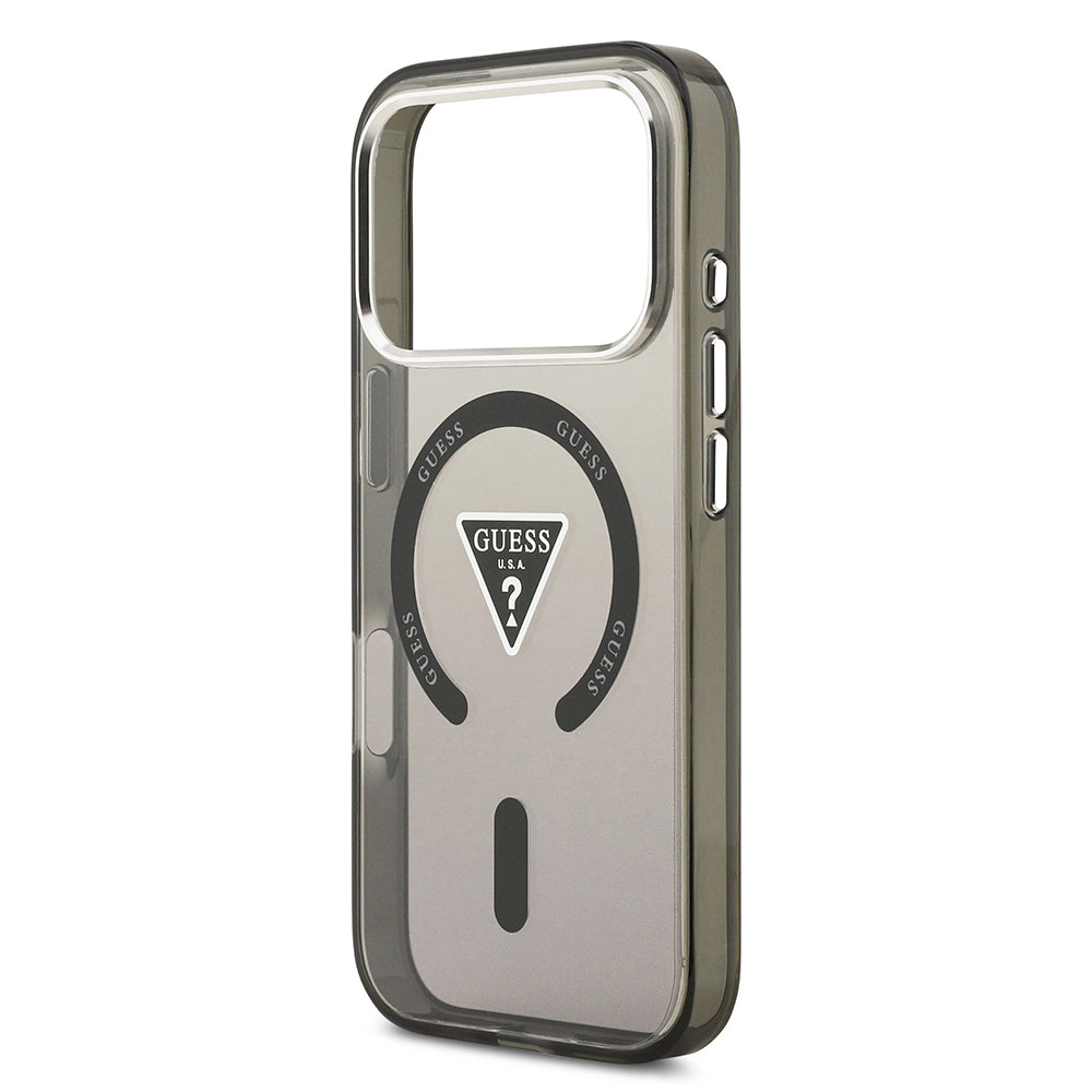Husa pentru iPhone 17 Pro Max - Guess IML Gradient Triangle Logo MagSafe (GUHMP17XHGTMLCGK) - Black