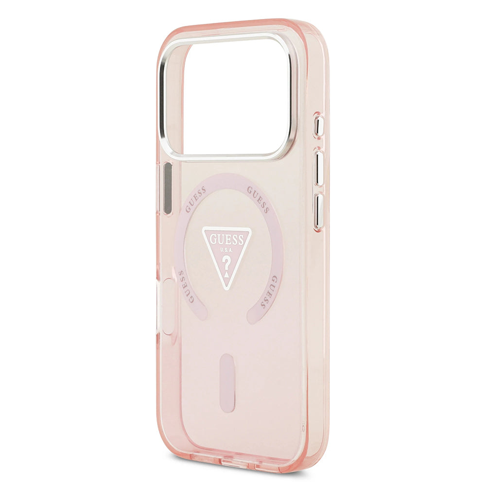 Husa pentru iPhone 17 Pro - Guess IML Gradient Triangle Logo MagSafe (GUHMP17LHGTMLCGP) - Pink