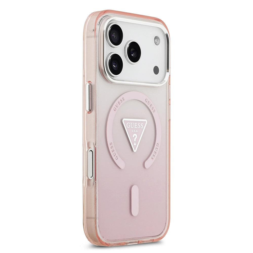 Husa pentru iPhone 17 Pro - Guess IML Gradient Triangle Logo MagSafe (GUHMP17LHGTMLCGP) - Pink