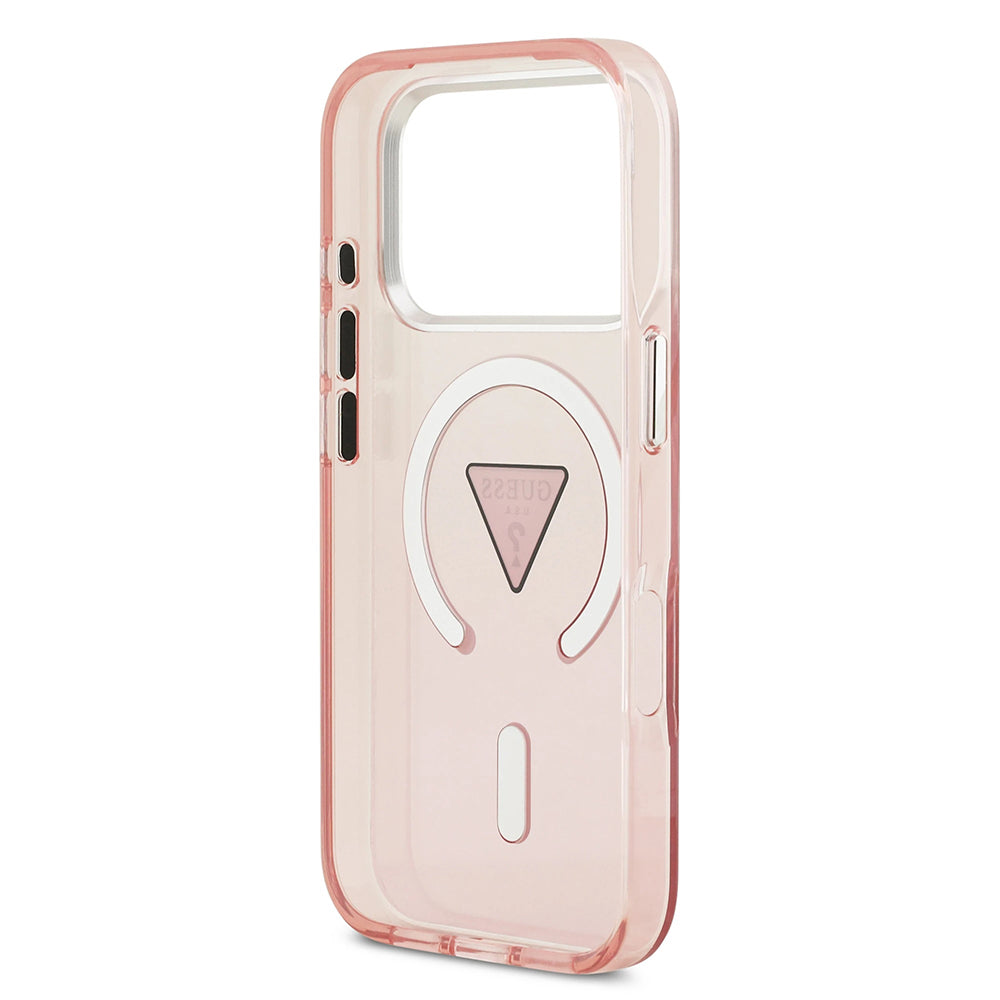 Husa pentru iPhone 17 Pro - Guess IML Gradient Triangle Logo MagSafe (GUHMP17LHGTMLCGP) - Pink