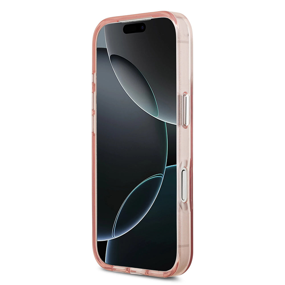 Husa pentru iPhone 17 Pro - Guess IML Gradient Triangle Logo MagSafe (GUHMP17LHGTMLCGP) - Pink