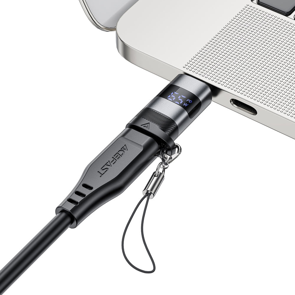 Acefast - Adapter (J9) - with Digital Display, Type-C to USB-C, 480Mbps, 20V/5A, Fast Charge, Data Transmission - Metal 
