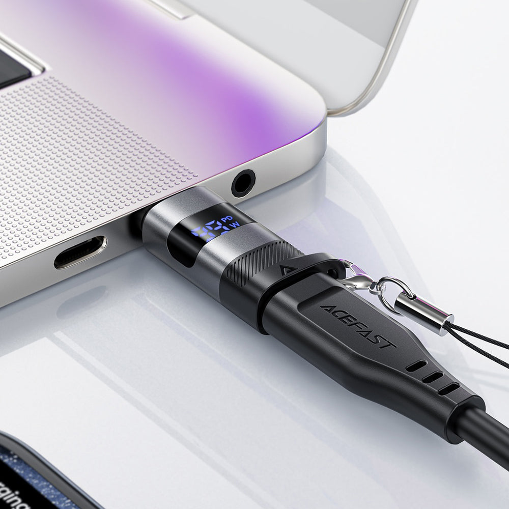 Acefast - Adapter (J9) - with Digital Display, Type-C to USB-C, 480Mbps, 20V/5A, Fast Charge, Data Transmission - Metal 