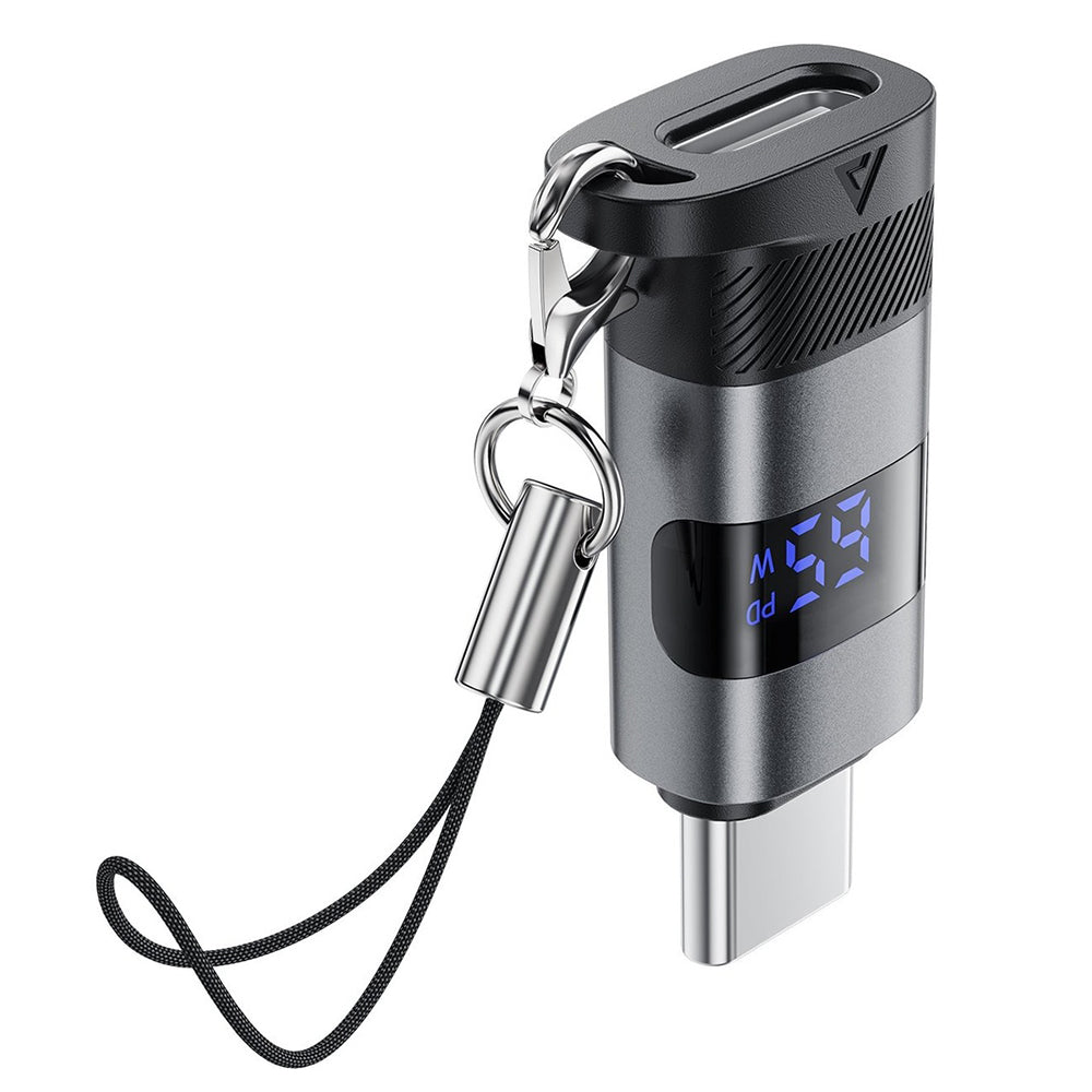 Acefast - Adapter (J9) - with Digital Display, Type-C to USB-C, 480Mbps, 20V/5A, Fast Charge, Data Transmission - Metal 