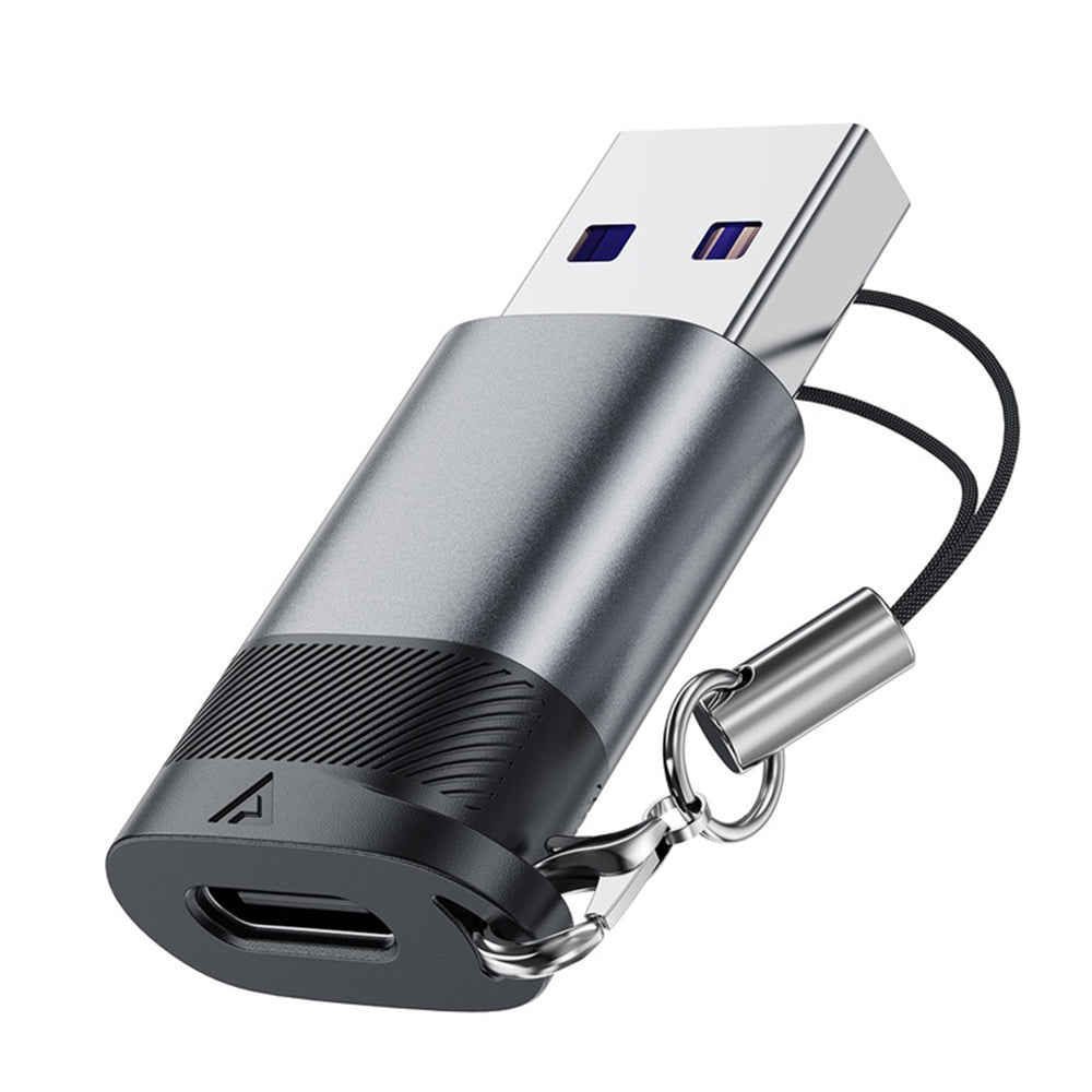 Acefast - Adapter (J8) - Type-C to USB, 10Gbps Data Transmission, 27W, Fast Charging - Metal Gray