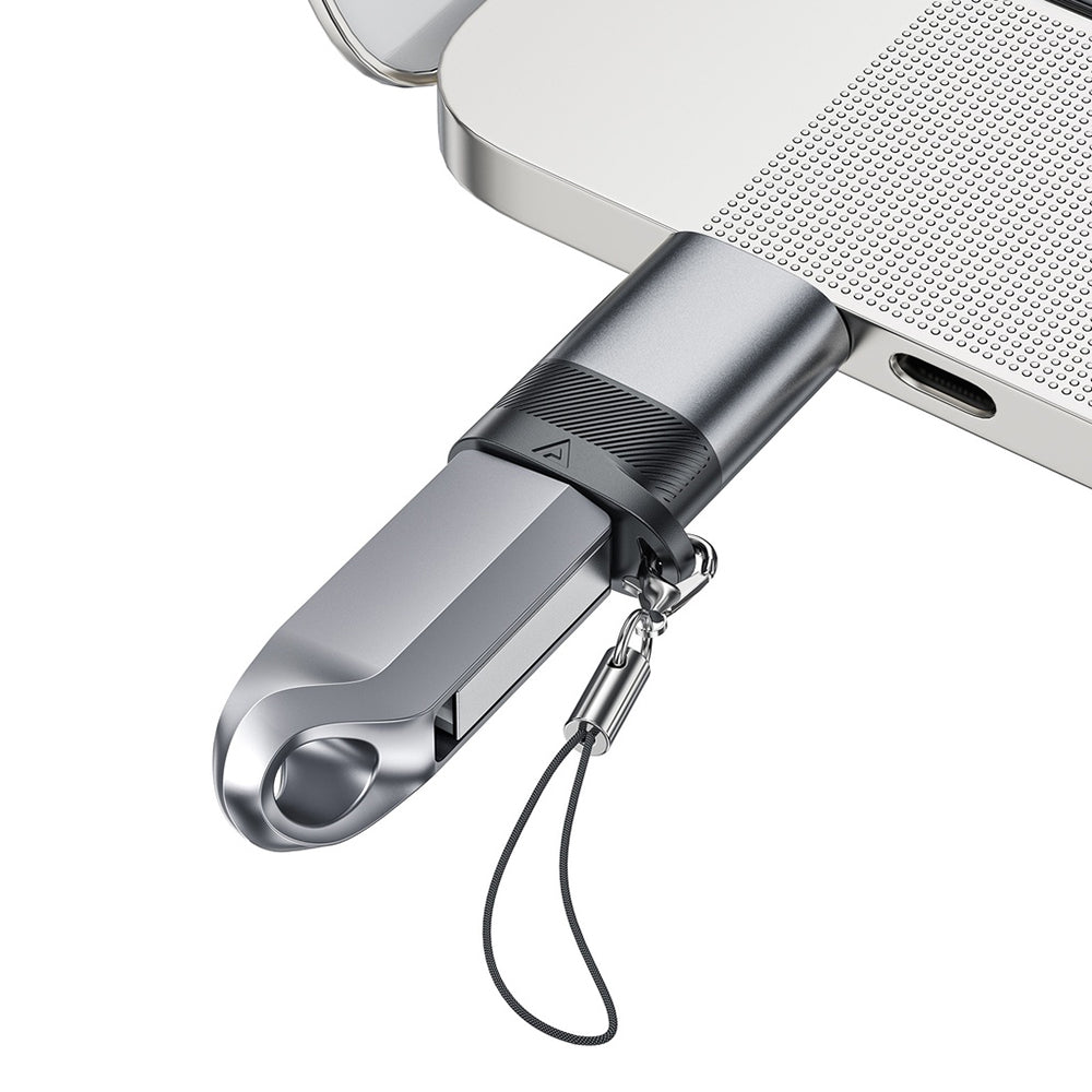 Acefast - Adapter (J8) - Type-C to USB, 10Gbps Data Transmission, 27W, Fast Charging - Metal Gray
