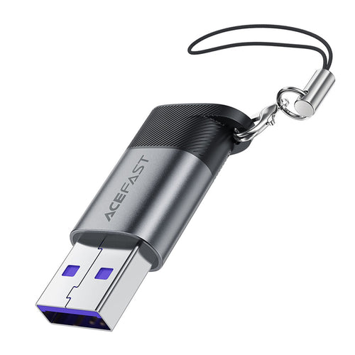 Acefast - Adapter (J8) - Type-C to USB, 10Gbps Data Transmission, 27W, Fast Charging - Metal Gray
