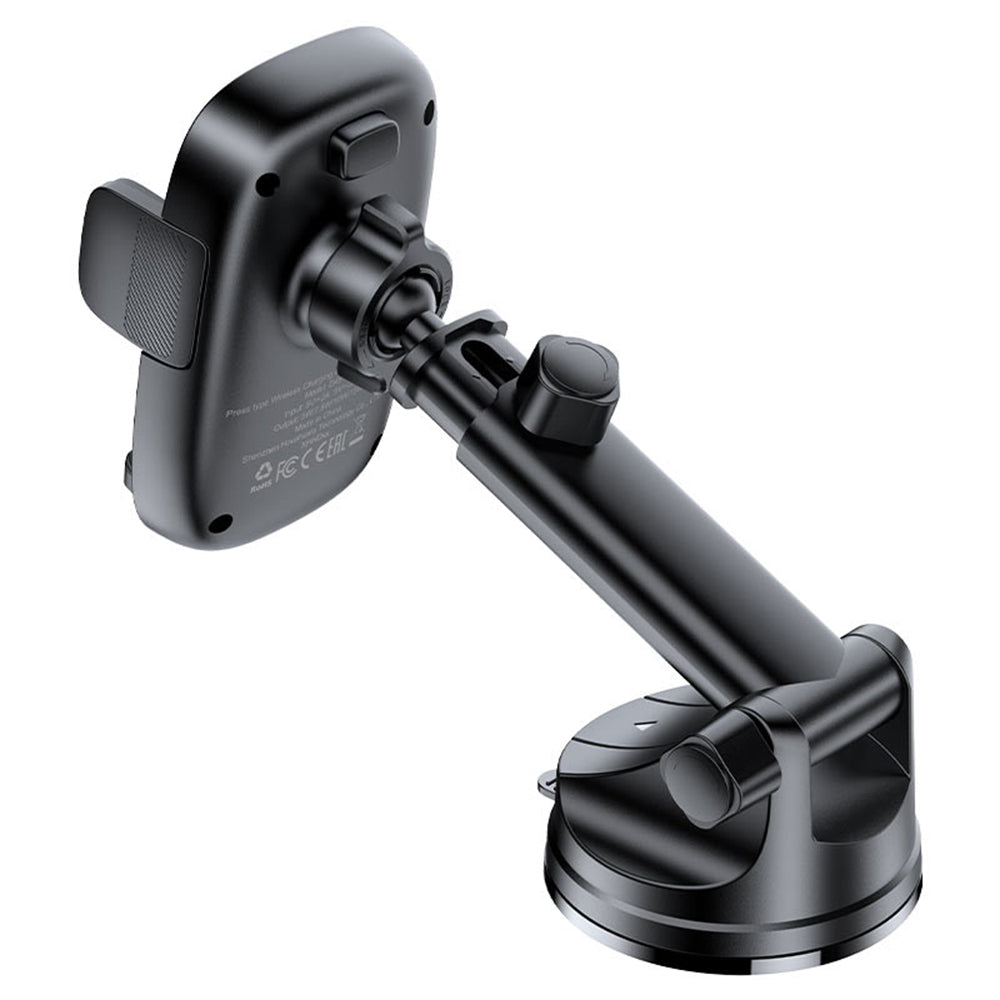 Acefast - Car Holder with Wireless Charging (D49) - for Dashboard/Windshield, Magnetic Grip, Lock Clip, 15W, for 4.7-6.9