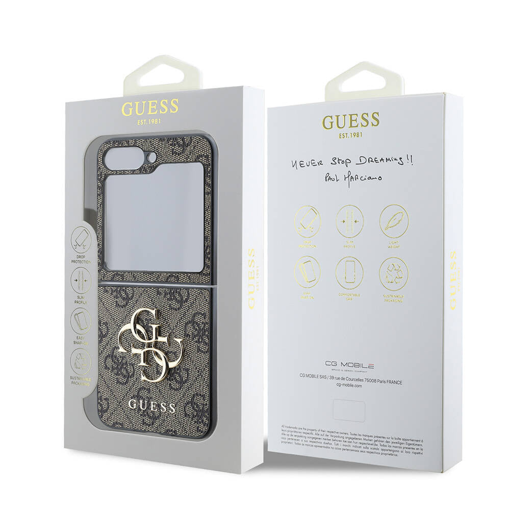 Guess - Leather 4G Metal Logo (GUHCZF74GMGBR) - Samsung Galaxy Z Flip7 - Brown