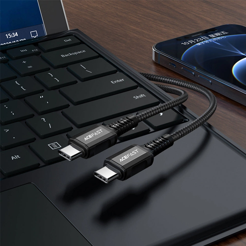 Acefast - Data Cable (C1-03) - Type-C to Type-C, 60W, 20V/3A, Fast Charging, Nylon Braid, 1.2m - Black