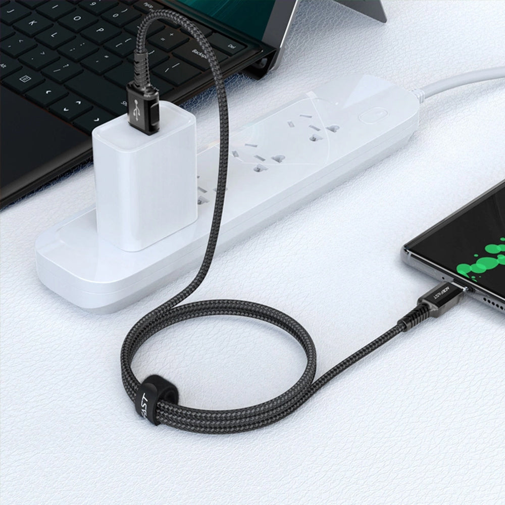 Acefast - Data Cable (C1-04) - USB to Type-C, 3A, Fast Charging, Nylon Braid, 1.2m - Black