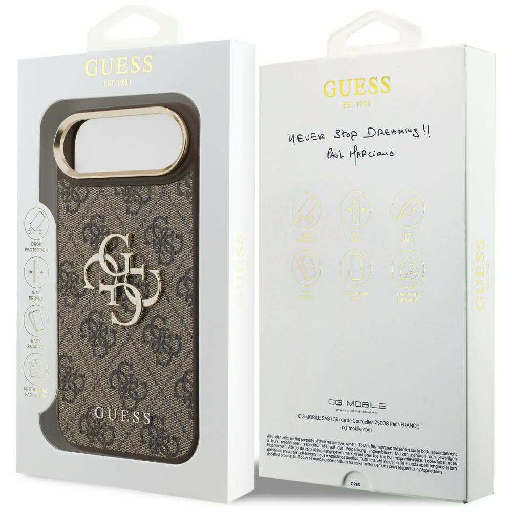 Husa pentru iPhone 17 Air - Guess Hardcase Big 4G Classic Logo (GUHCP17M4GMGCBR) - Brown
