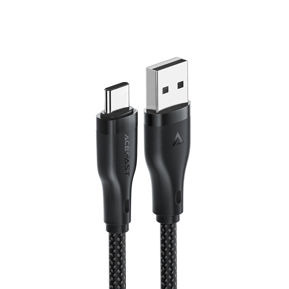 Acefast - Data Cable (C8-04) - Fast Charging, USB to Type-C, 3A, Nylon Braided, 25.000 Bends, 1.2m - Black