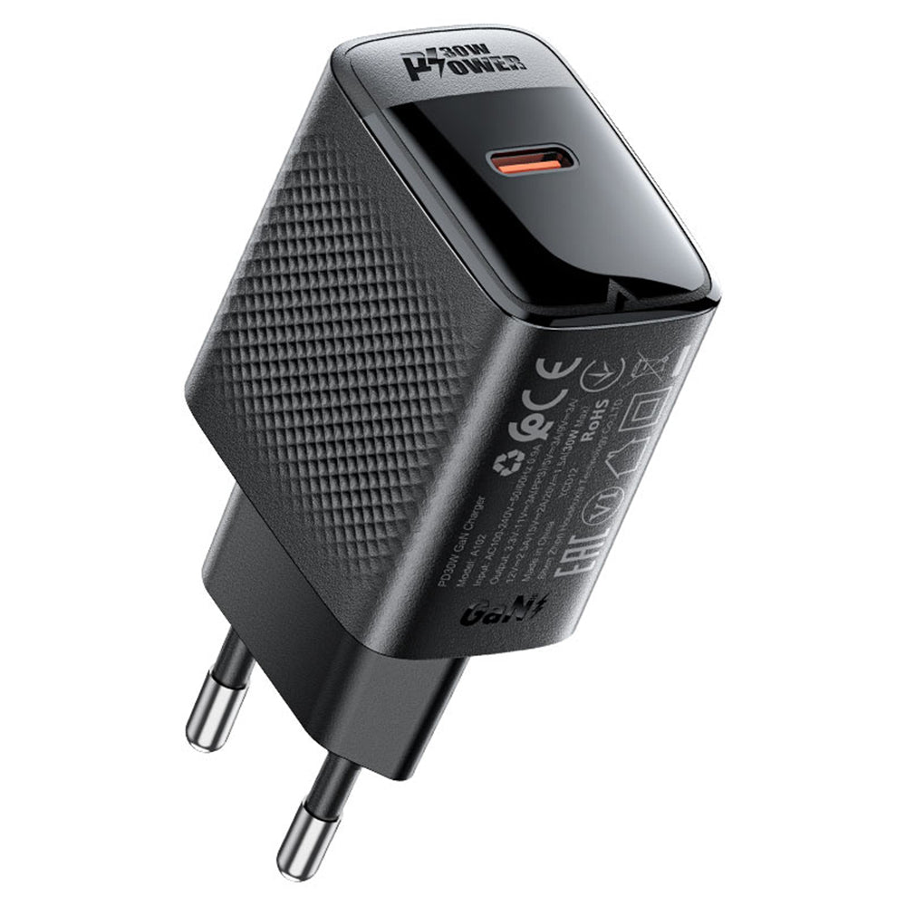 Acefast - Wall Charger (A102) - GaN, Fast Charging, Type-C, PD30W, Smart Chip - Black