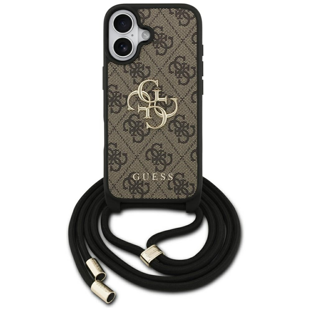Husa pentru iPhone 17 - Guess Hardcase 4G CBDY Big Logo with Cord Strap (GUHCP17SP4GMGCRW) - Brown