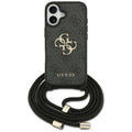 Husa pentru iPhone 17 - Guess Hardcase 4G CBDY Big Logo with Cord Strap (GUHCP17SP4GMGCRK) - Black