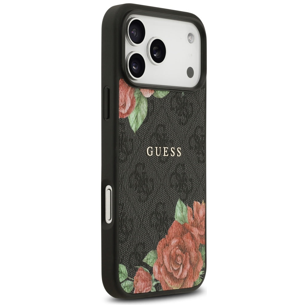 Husa pentru iPhone 17 Pro Max - Guess Hardcase 4G Flowers Print MagSafe (GUHMP17XP4ROPEMCK) - Black