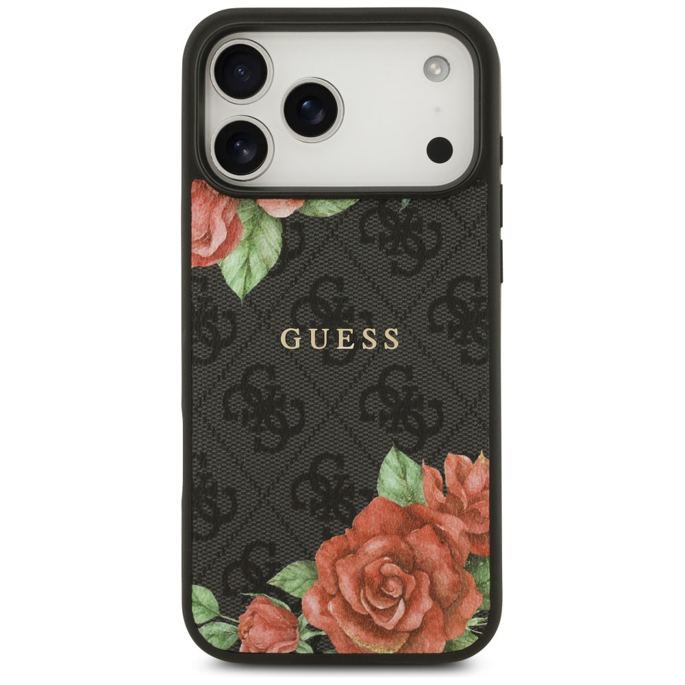 Husa pentru iPhone 17 Pro Max - Guess Hardcase 4G Flowers Print MagSafe (GUHMP17XP4ROPEMCK) - Black