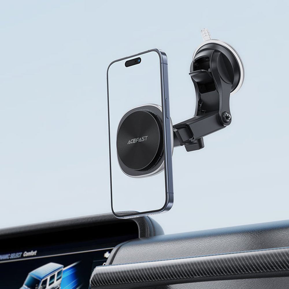 Acefast - Car Holder with Wireless Charging (D42) - for Dashboard/Windshield, Magnetic Grip, USB-C, 15W, for 4.7 - 6.9" 