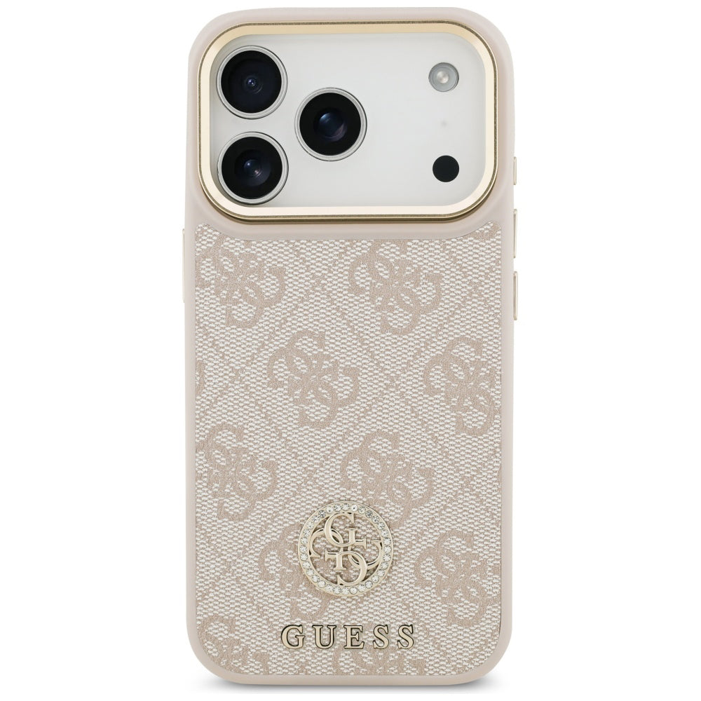 Husa pentru iPhone 17 Pro - Guess Hardcase 4G Strass Logo & Big Strap (GUHMP17LP4G4DCSP) - Pink