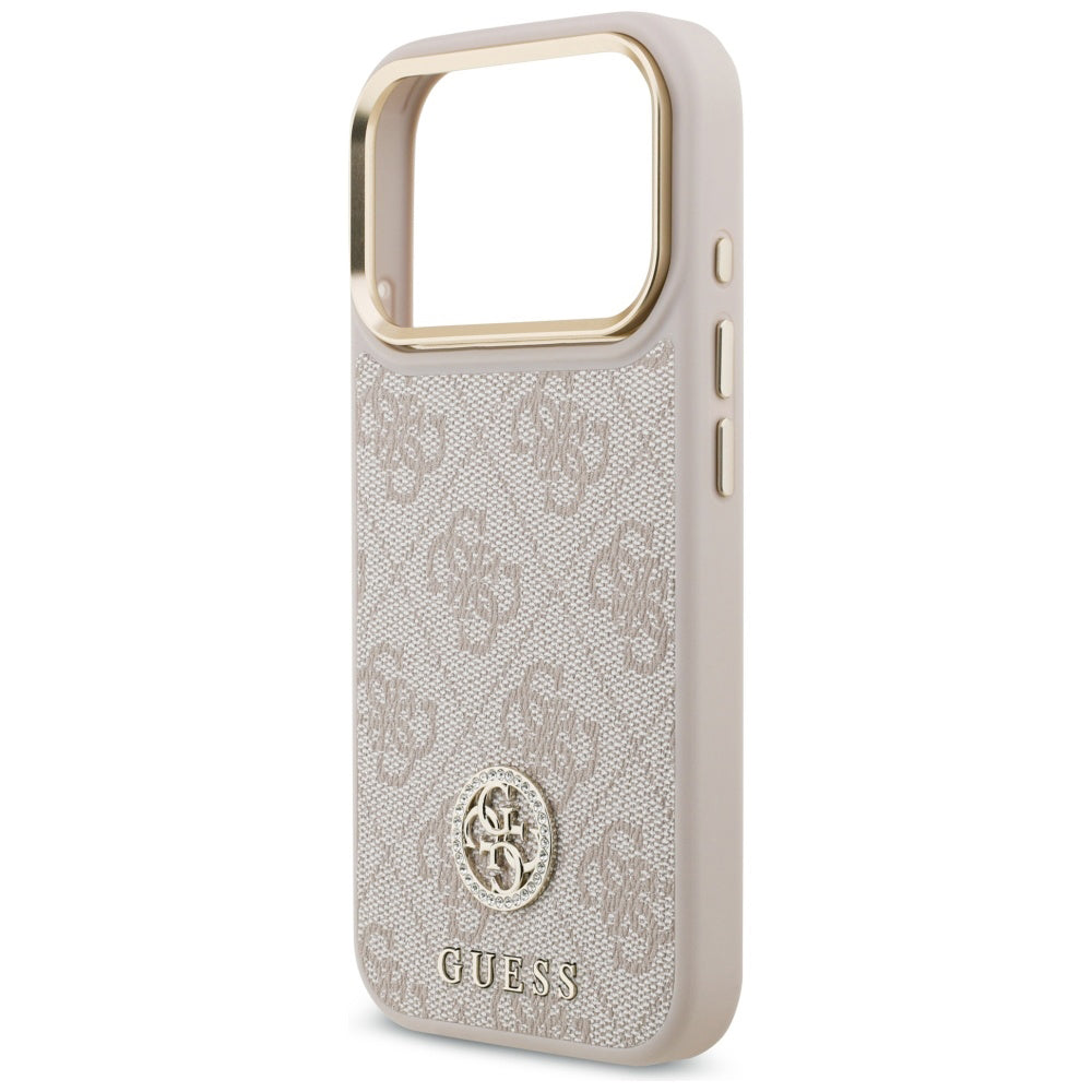 Husa pentru iPhone 17 Pro - Guess Hardcase 4G Strass Logo & Big Strap (GUHMP17LP4G4DCSP) - Pink