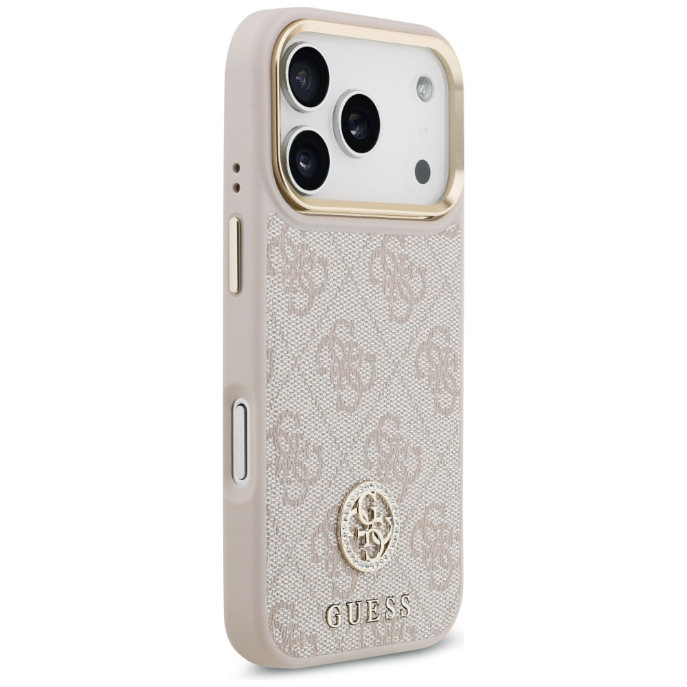 Husa pentru iPhone 17 Pro - Guess Hardcase 4G Strass Logo & Big Strap (GUHMP17LP4G4DCSP) - Pink