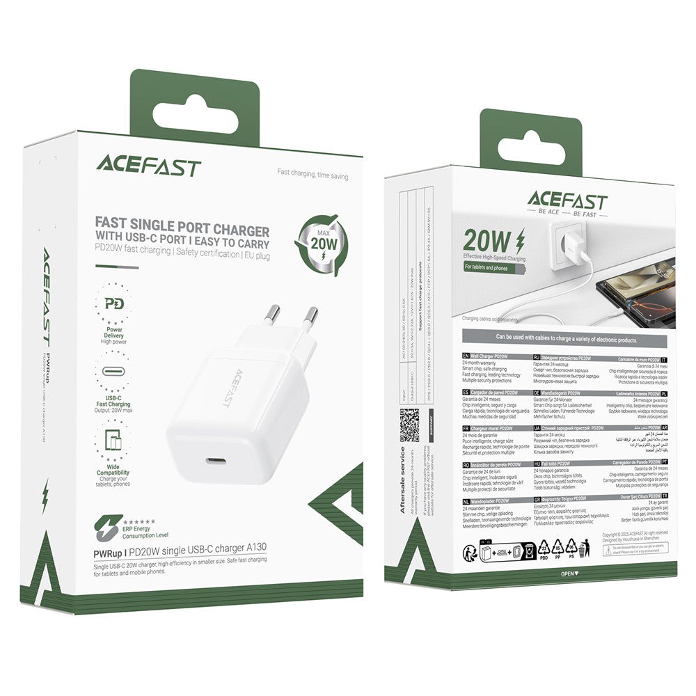 Acefast Incarcator Acefast (A130), Fast Charging, GaN, Type-C, PD20W, Alb – imagine 7
