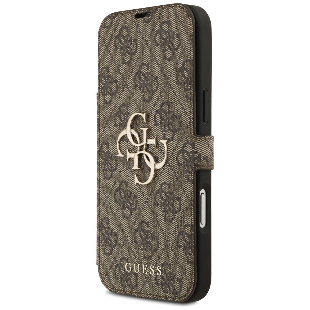 Husa de protectie Guess Book 4G Metal Logo compatibil cu iPhone 17 Pro Max, Maro
