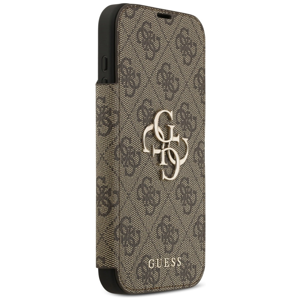 Husa de protectie Guess Book 4G Metal Logo compatibil cu iPhone 17 Pro Max, Maro