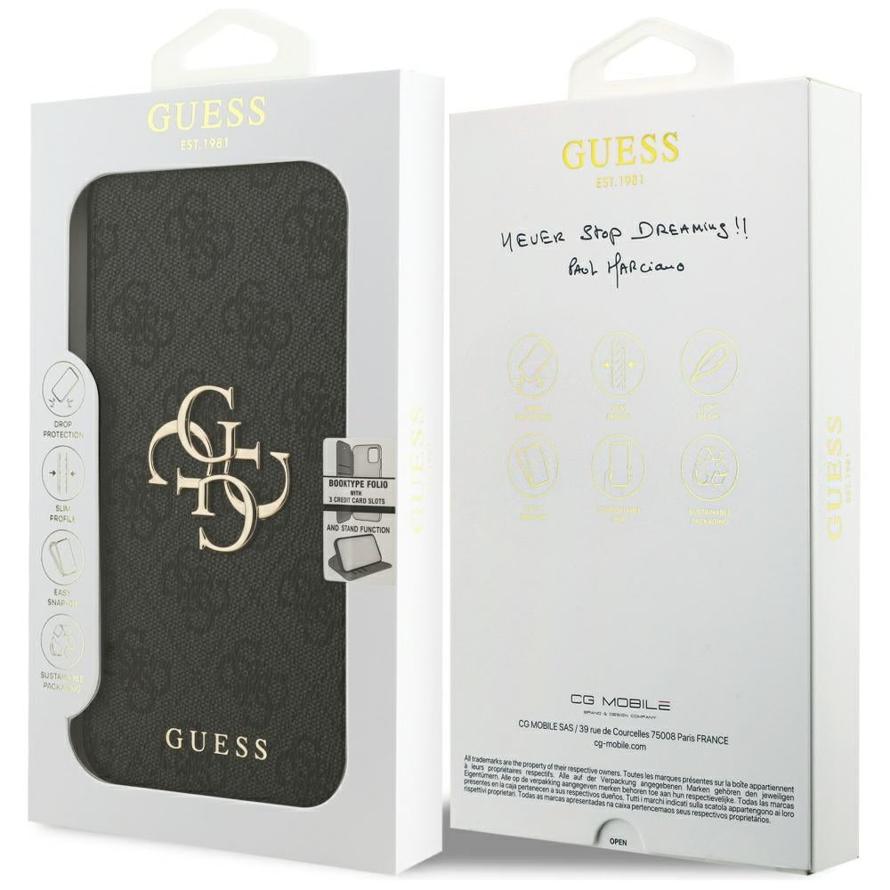 Husa de protectie Guess Book 4G Metal Logo compatibil cu iPhone 17 Pro Max, Negru