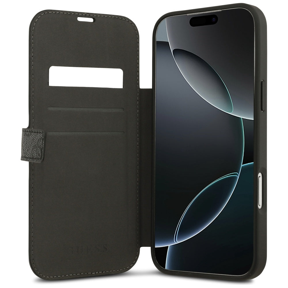 Husa de protectie Guess Book 4G Metal Logo compatibil cu iPhone 17 Pro Max, Negru