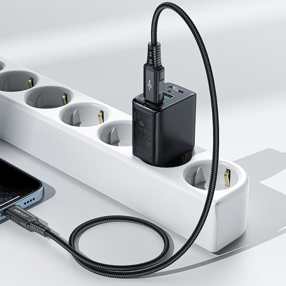 Acefast - Wall Charger (A33) - Dual Port, Fast Charge 2x USB, QC18W - Black