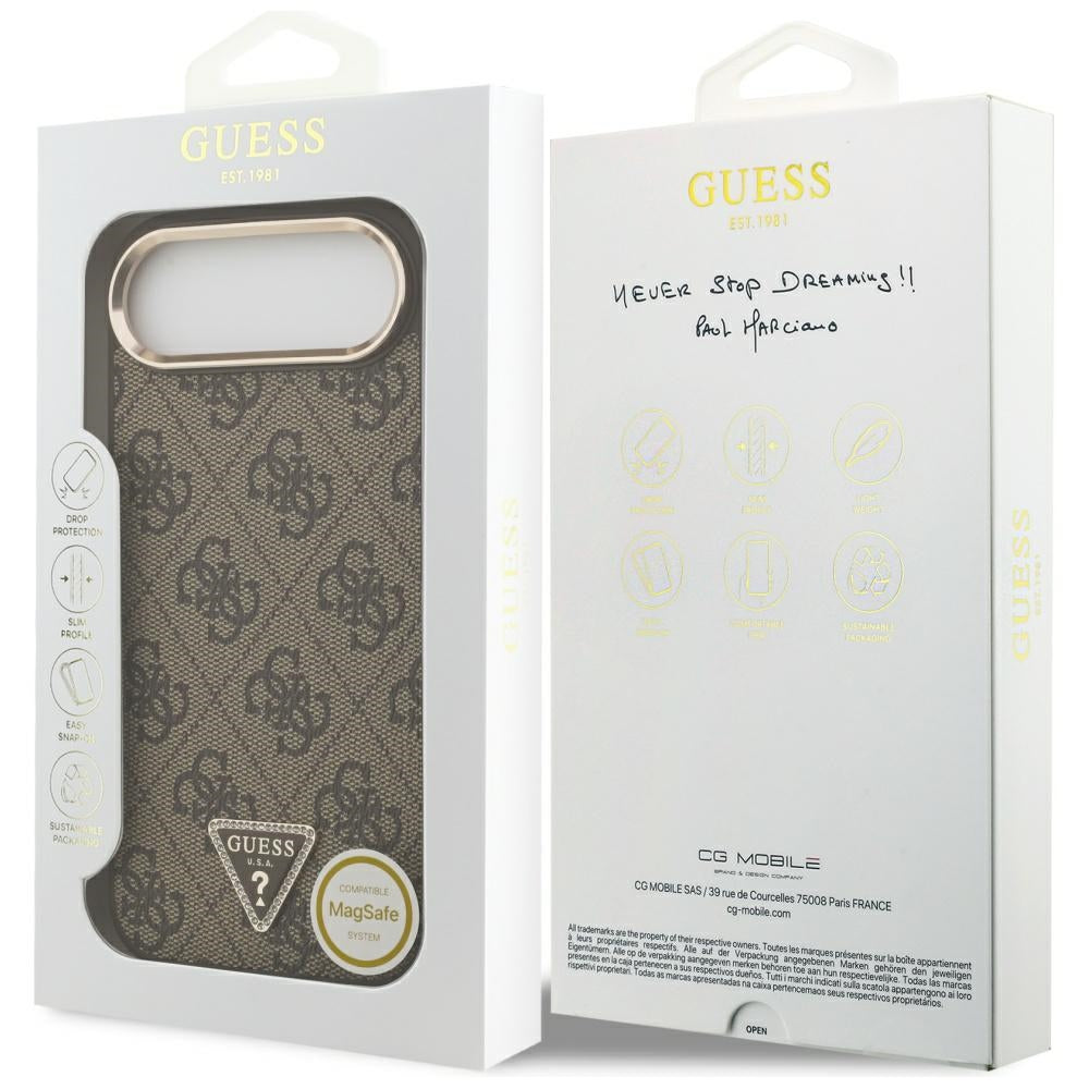 Husa pentru iPhone 17 Air - Guess Hardcase 4G Triangle Logo (GUHMP17MP4GTDGMW) - Brown