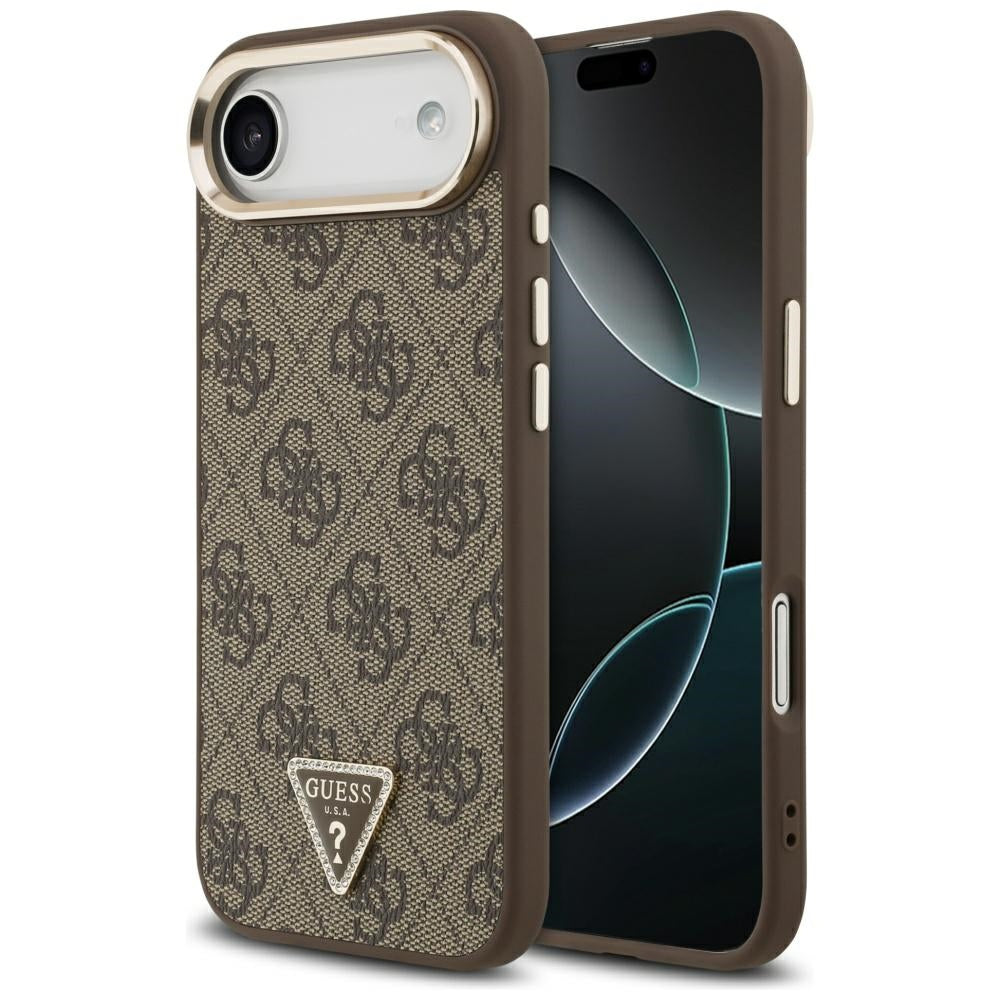 Husa pentru iPhone 17 Air - Guess Hardcase 4G Triangle Logo (GUHMP17MP4GTDGMW) - Brown