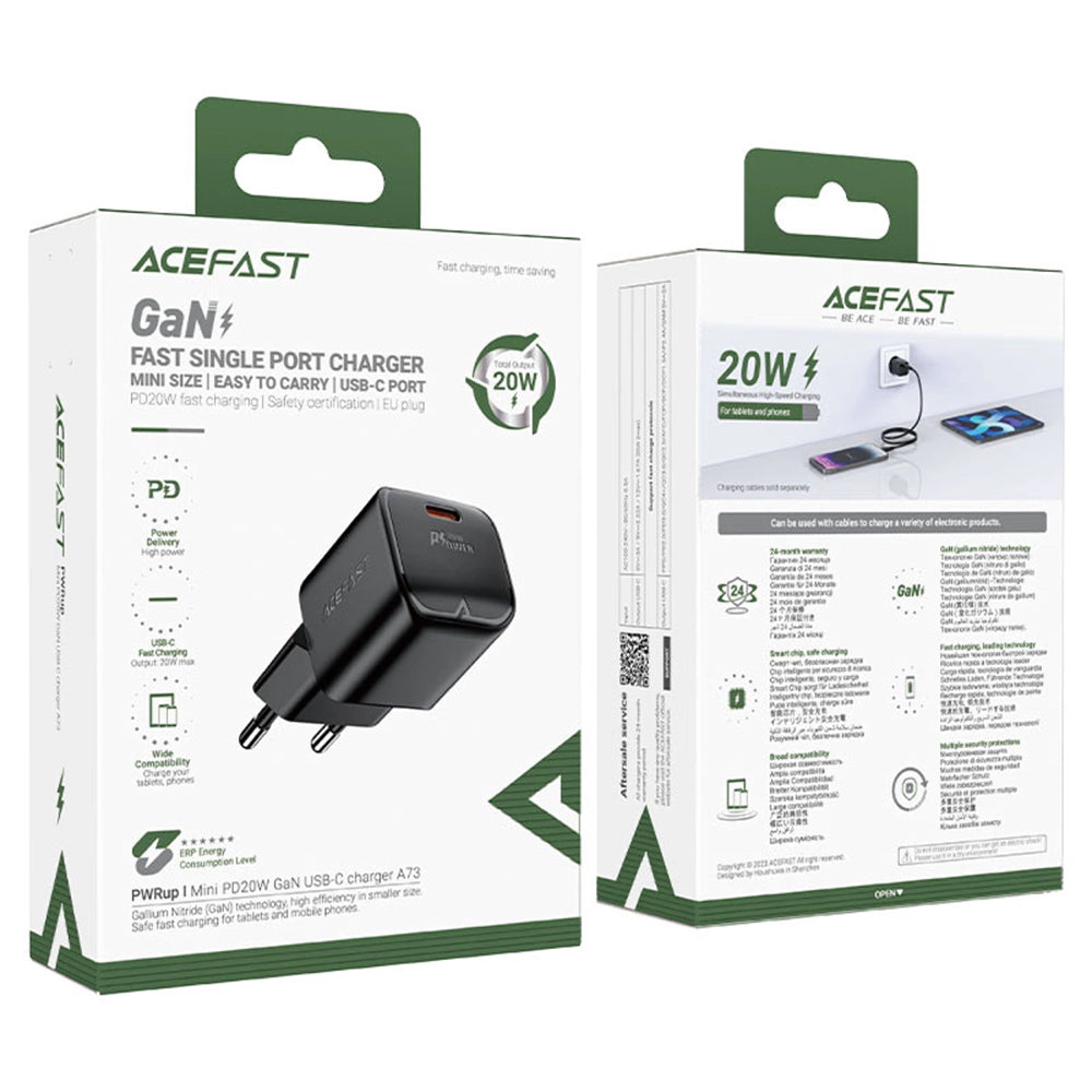 Acefast - Wall Charger Mini (A73) - GaN Technology, PD20W, Small Size Design - Black