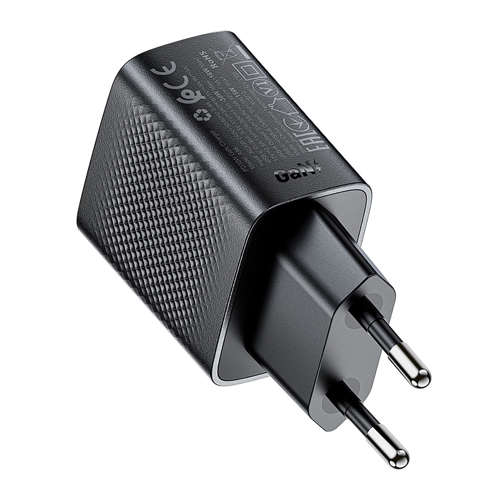 Acefast Incarcator Acefast (A98), GaN, Fast Charging, USB, Type-C, 30W, 5V/3A, Smart Chip, Negru – imagine 3