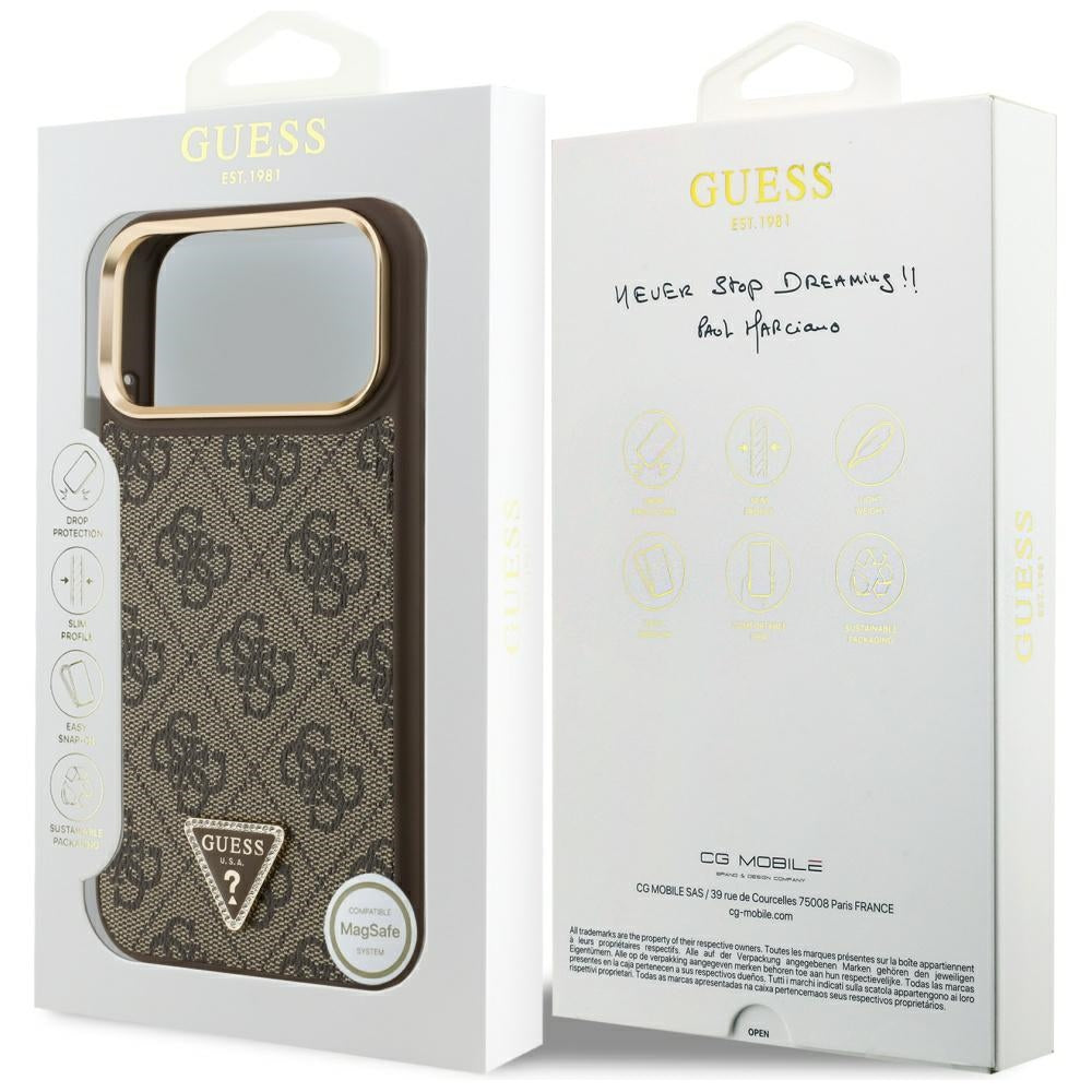 Husa pentru iPhone 17 Pro - Guess Hardcase 4G Triangle Logo MagSafe (GUHMP17LP4GTDGMW) - Brown
