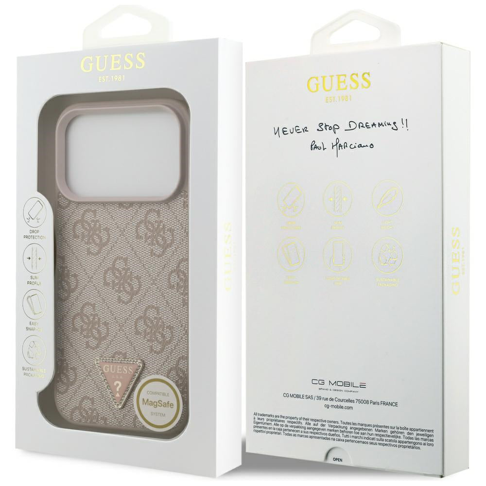 Guess - Leather 4G Triangle Strass MagSafe (GUHMP17LP4TDPLP) - iPhone 17 Pro - Pink