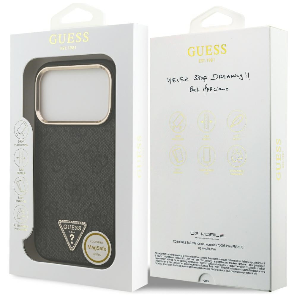 Husa pentru iPhone 17 Pro Max - Guess Hardcase 4G Triangle Logo MagSafe (GUHMP17XP4GTDGMK) - Black