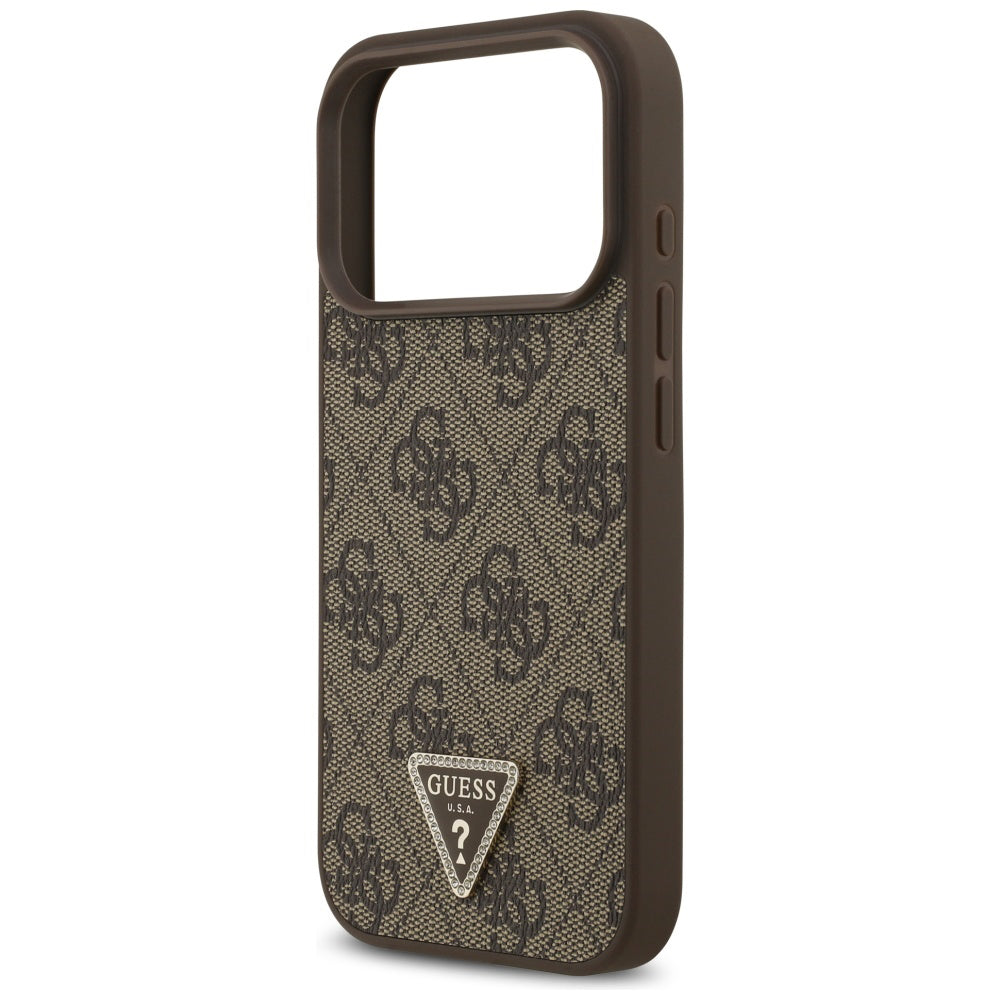 Guess - Leather 4G Triangle Strass MagSafe (GUHMP17LP4TDPLW) - iPhone 17 Pro - Brown