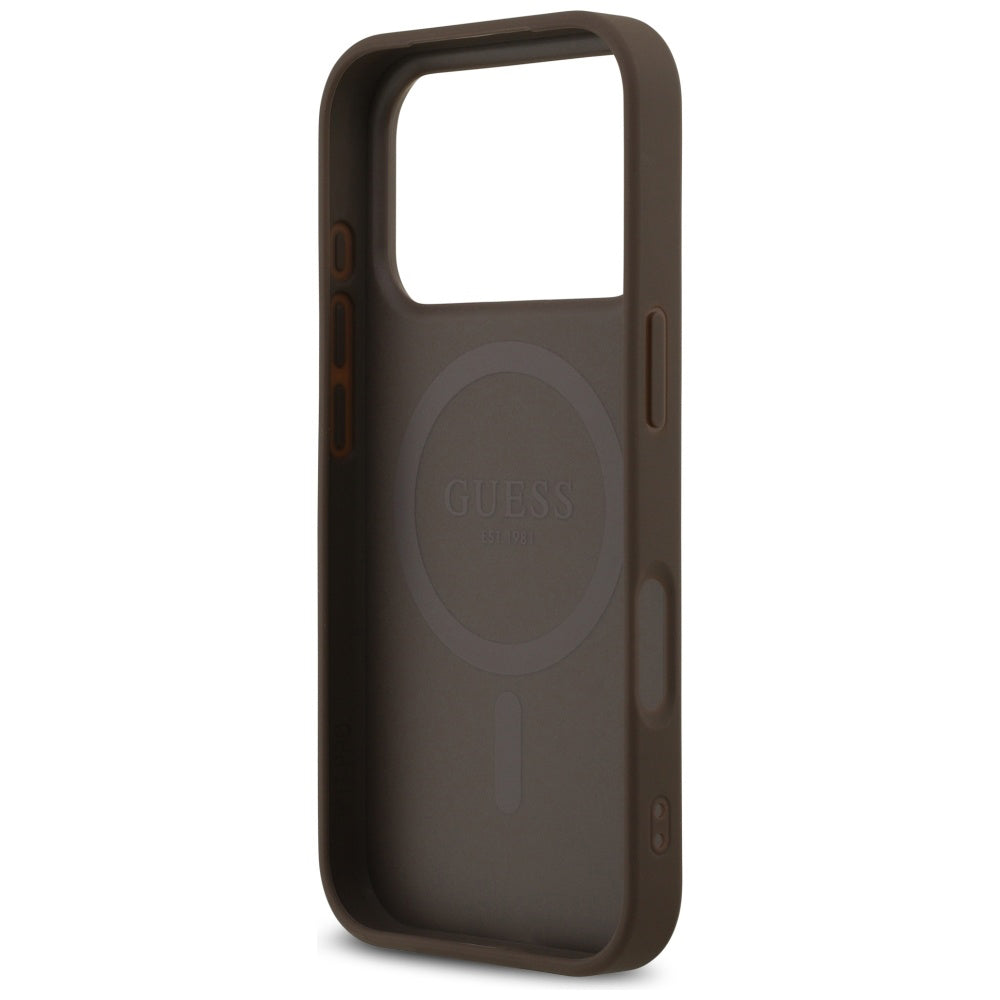 Guess - Leather 4G Triangle Strass MagSafe (GUHMP17LP4TDPLW) - iPhone 17 Pro - Brown