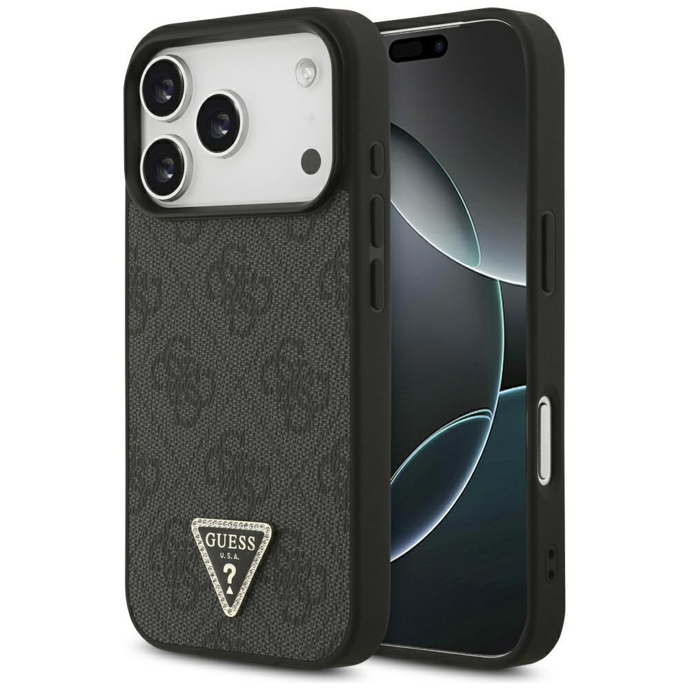 Guess - Leather 4G Triangle Strass MagSafe (GUHMP17XP4TDPLK) - iPhone 17 Pro Max - Black