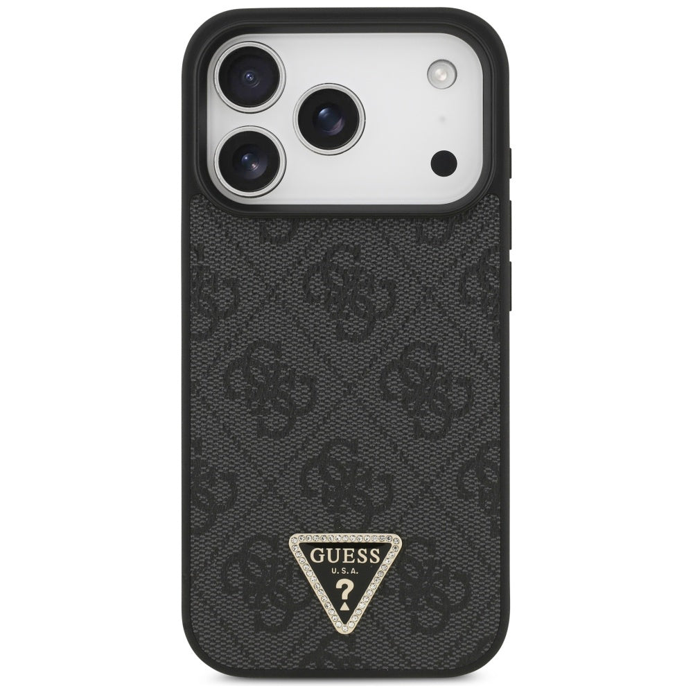Guess - Leather 4G Triangle Strass MagSafe (GUHMP17XP4TDPLK) - iPhone 17 Pro Max - Black