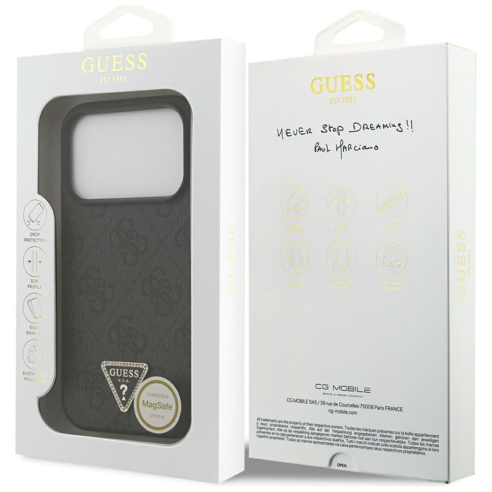 Guess - Leather 4G Triangle Strass MagSafe (GUHMP17XP4TDPLK) - iPhone 17 Pro Max - Black