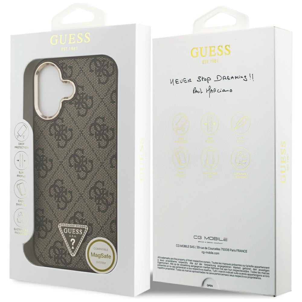 Husa pentru iPhone 17 - Guess Hardcase 4G Triangle Logo MagSafe (GUHMP17SP4GTDGMW) - Brown