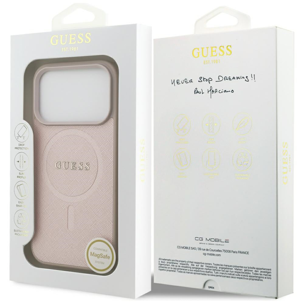 Guess - Saffiano Classic Logo MagSafe (GUHMP17LPSAHMCP) - iPhone 17 Pro - Pink