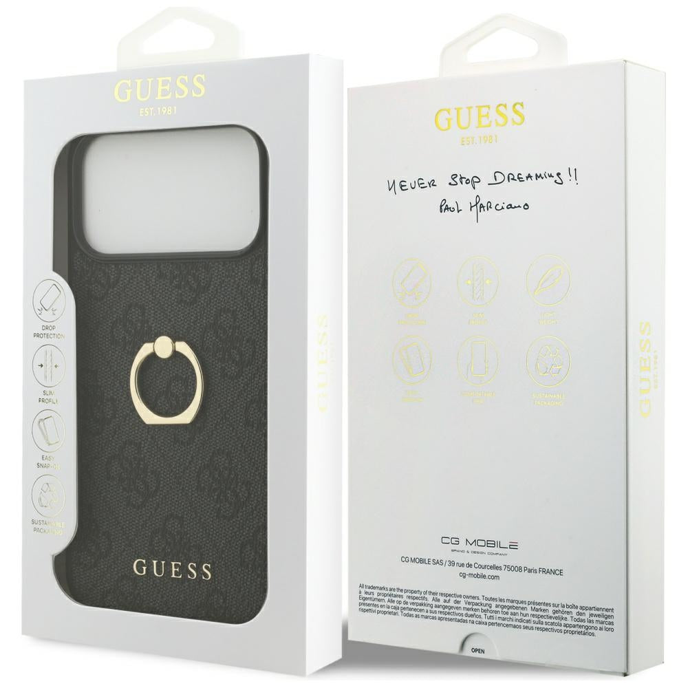 Husa pentru iPhone 17 Pro Max - Guess Hardcase 4G Ring Stand (GUHCP17X4GMRGR) - Black